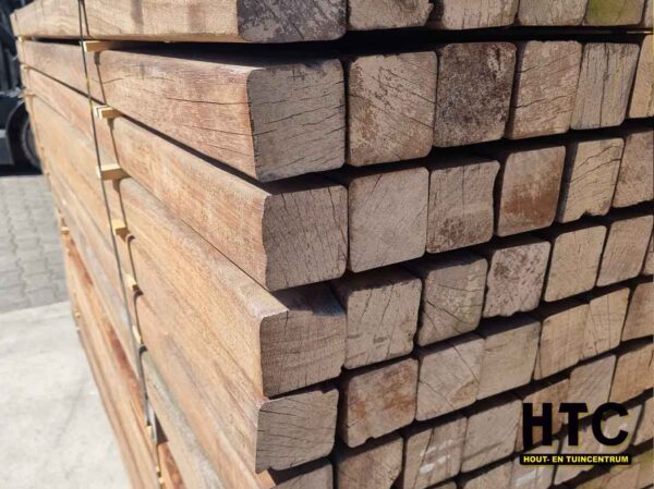 Hardhouten paal geschaad 65x65mm met v-groef en zonder v-groef - Afbeelding 2